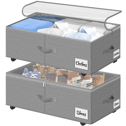 Under Bed Storage Bins with Wheels, Rolling Organizer Containers
