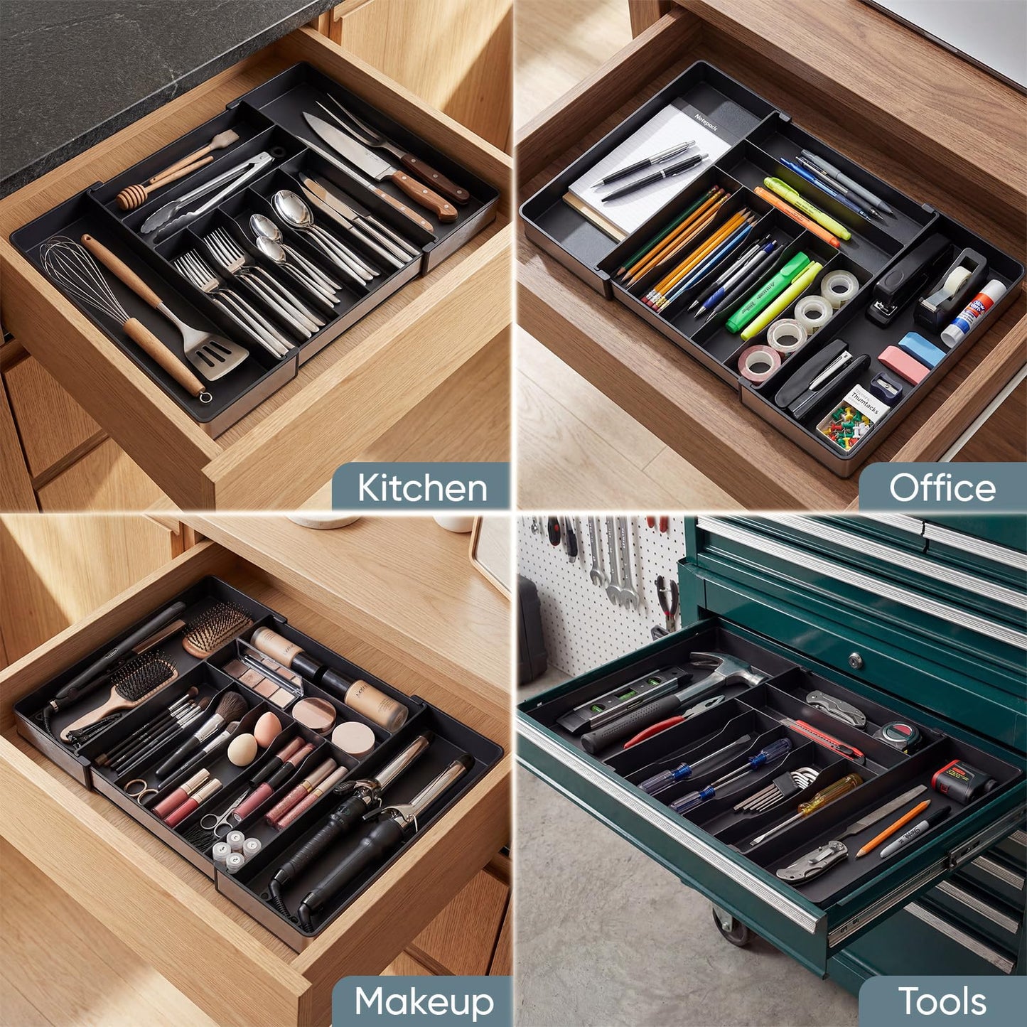 Expandable Silverware Organizer, 9 Slot Utensil Drawer Tray
