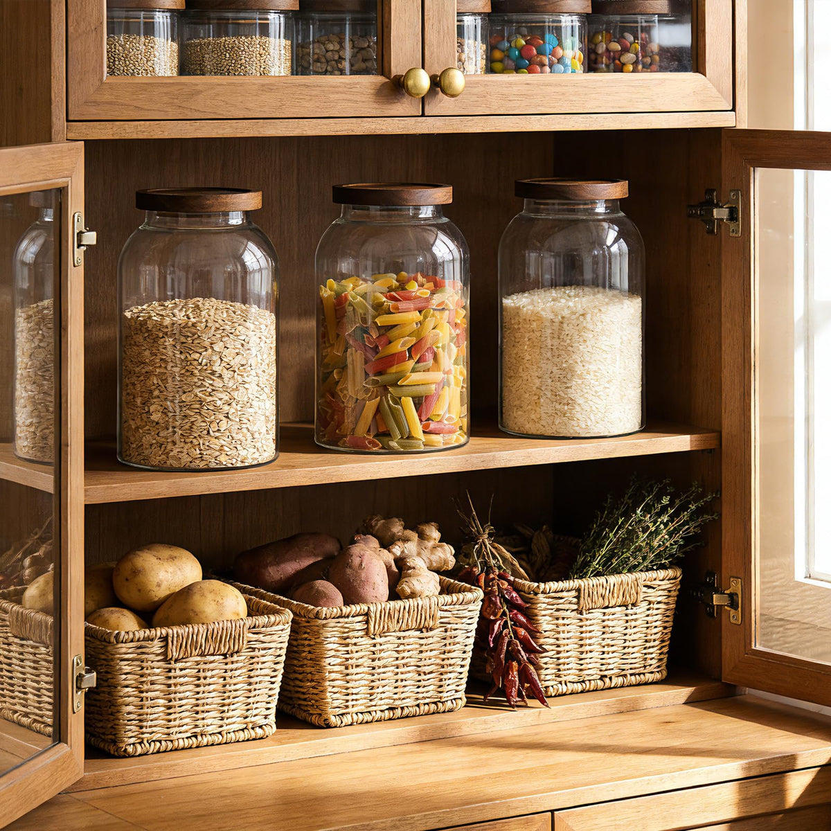 Glass Storage Jars with Airtight Lids, Pantry Containers Set