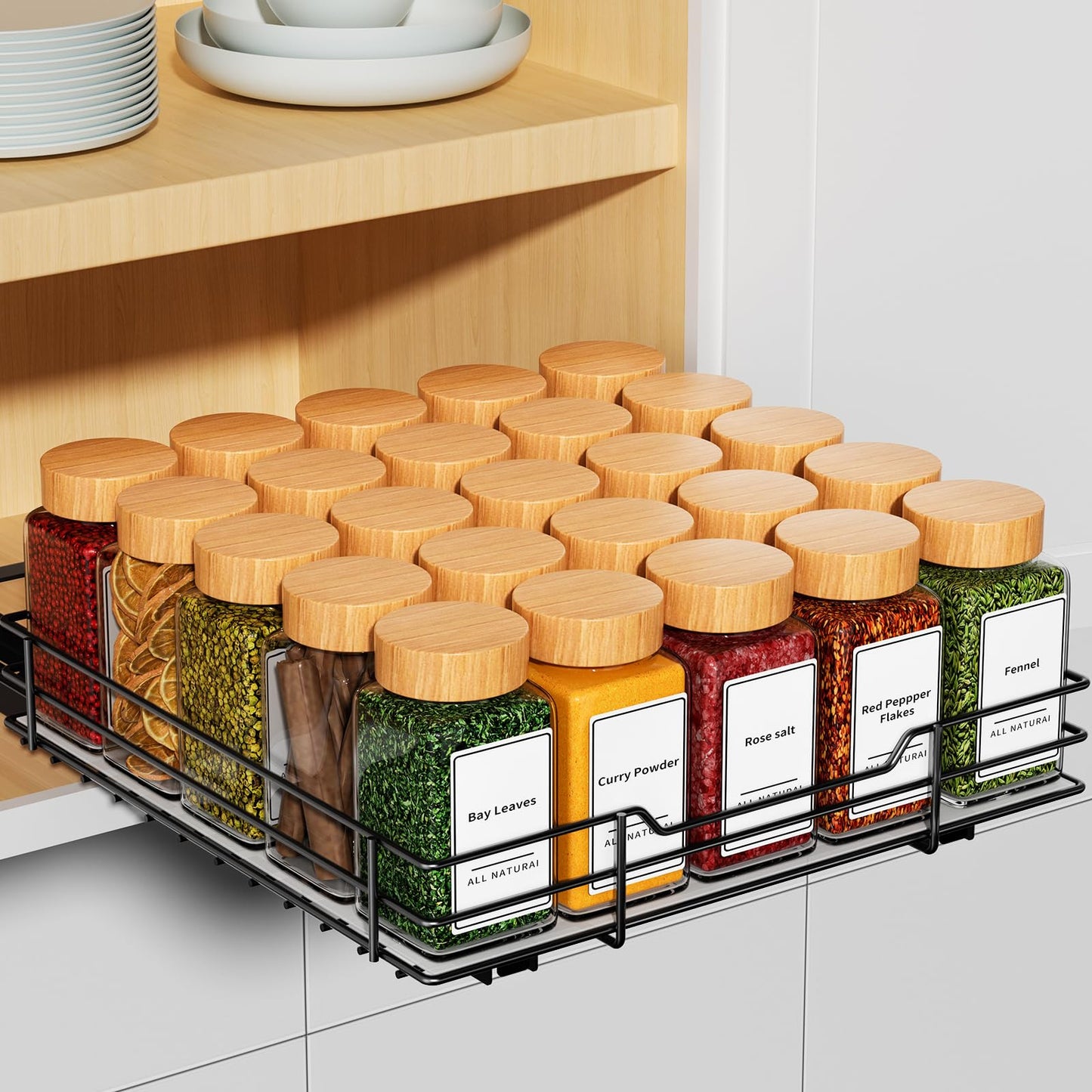Pull Out Spice Rack Organizer, Adjustable Cabinet Storage Shelf