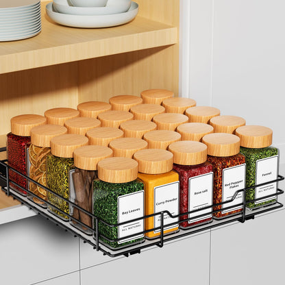 Pull Out Spice Rack Organizer, Adjustable Cabinet Storage Shelf