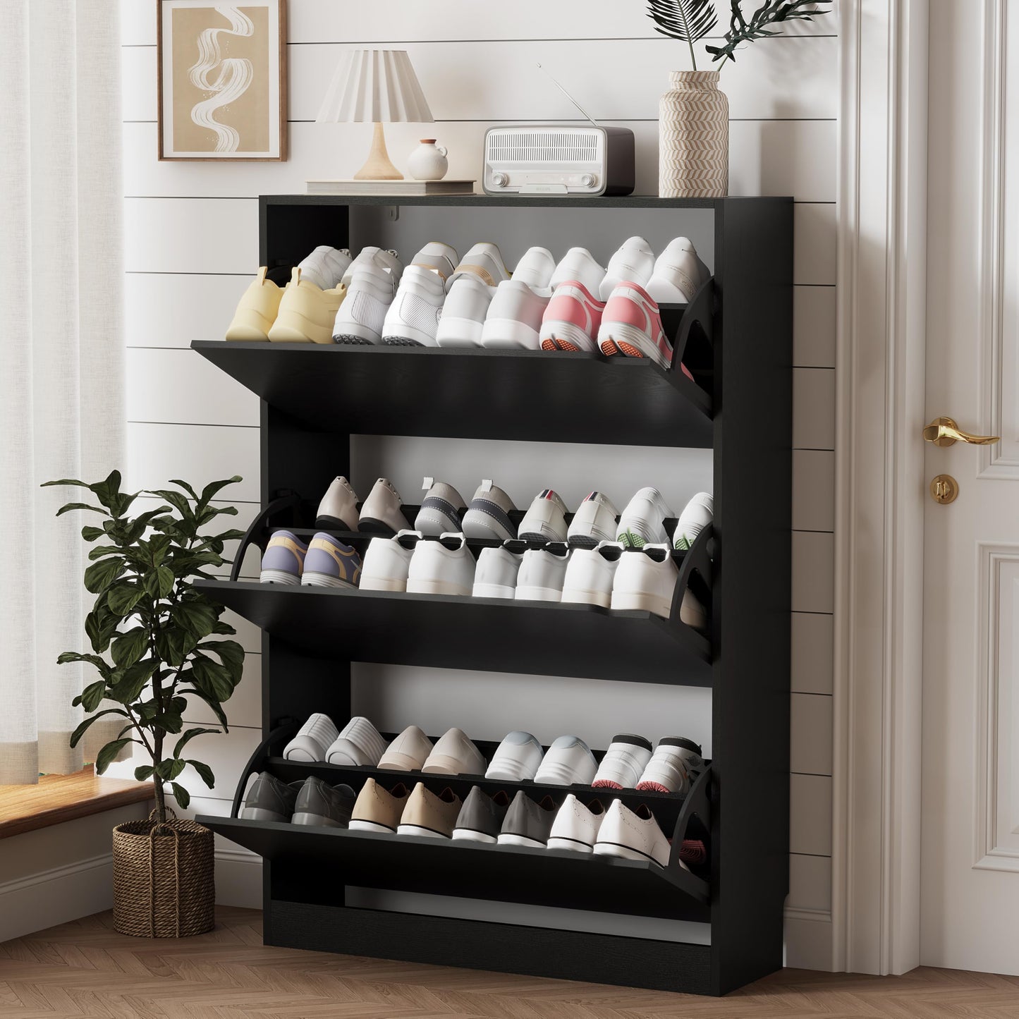 Shoe Storage Cabinet with Drawers, Entryway Organizer