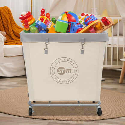 Industrial Laundry Hamper Cart with Wheels, Steel Frame
