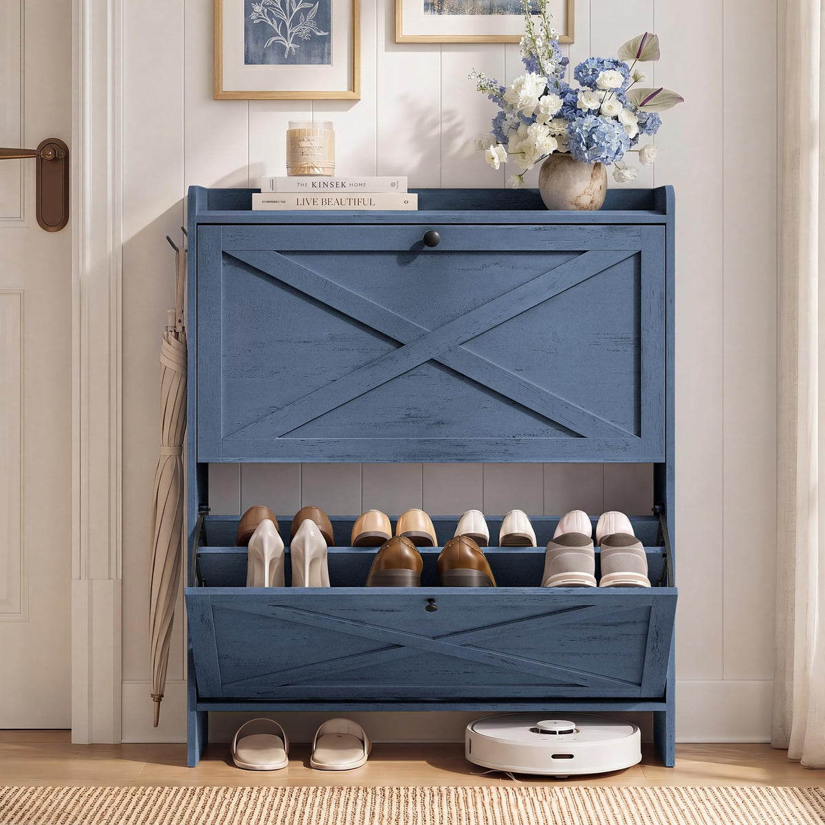 Shoe Storage Cabinet with Flip Drawers, Entryway Organizer