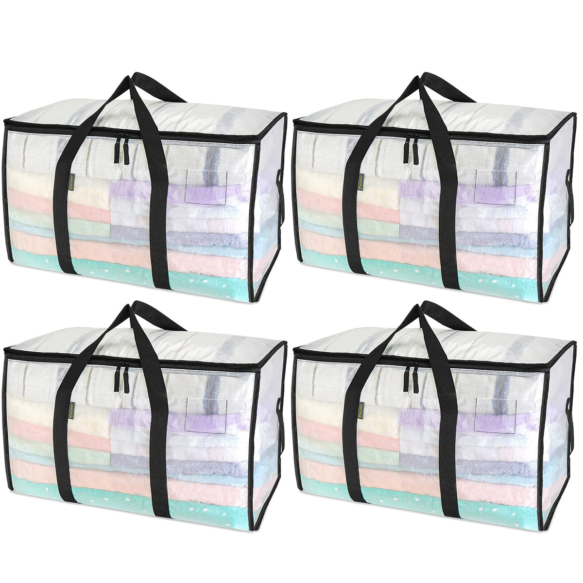 Clear Oversized Storage Bags with Reinforced Handles for Moving