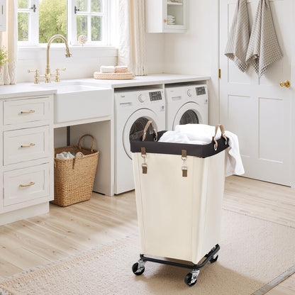 Large Laundry Hamper with Wheels, Rolling Clothes Basket