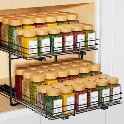 Pull Out Spice Rack Organizer, Adjustable Cabinet Storage Shelf