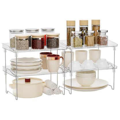 STARLATTA Acrylic Cabinet Organizer Shelf, Stackable Kitchen Counter Shelves,Spice Rack,Countertop Organizers,Clear Plastic Storage Organization for Makeup，Bathroom,Cupboard,Desk,Pantry