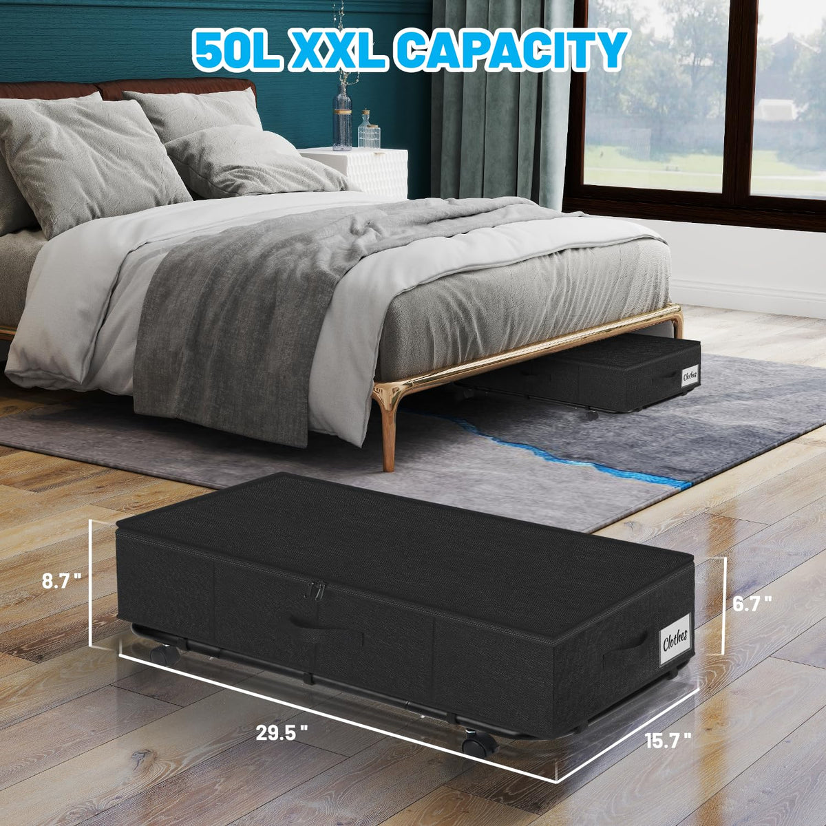 Under Bed Storage Bins with Wheels, Rolling Organizer Containers