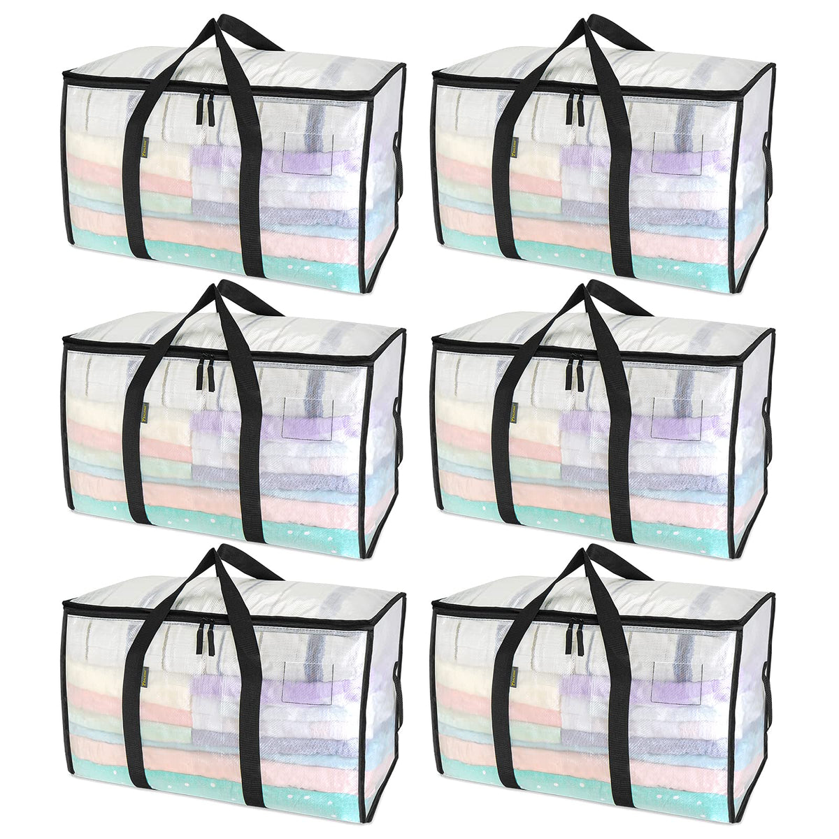 Clear Oversized Storage Bags with Reinforced Handles for Moving