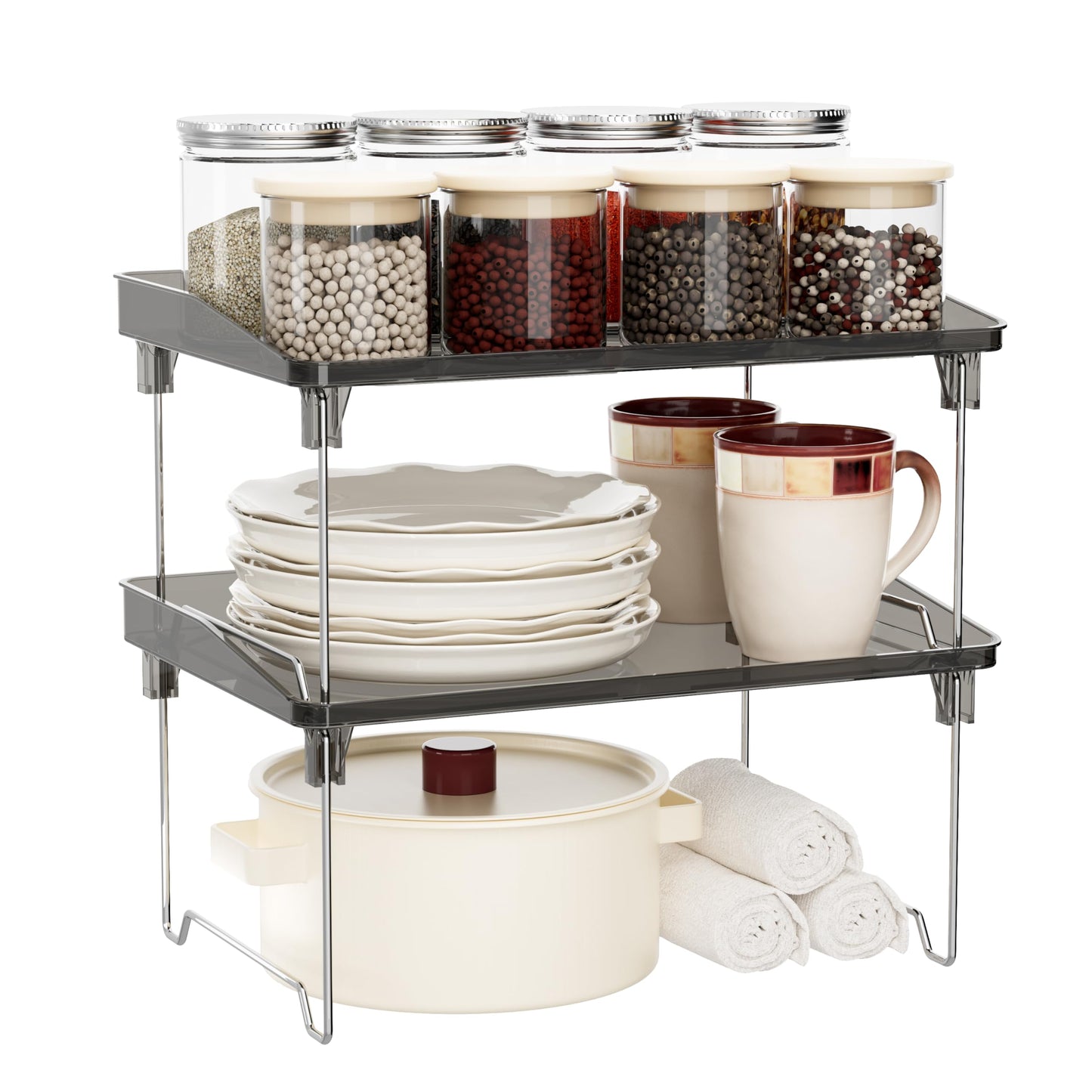 STARLATTA Acrylic Cabinet Organizer Shelf, Stackable Kitchen Counter Shelves,Spice Rack,Countertop Organizers,Clear Plastic Storage Organization for Makeup，Bathroom,Cupboard,Desk,Pantry