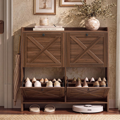 Shoe Storage Cabinet with Flip Drawers, Entryway Organizer