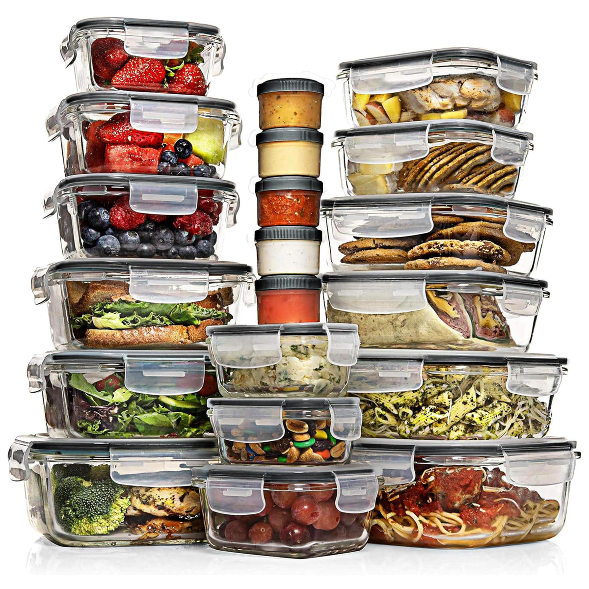 Glass Food Storage Container Set with Lids, Meal Prep Boxes