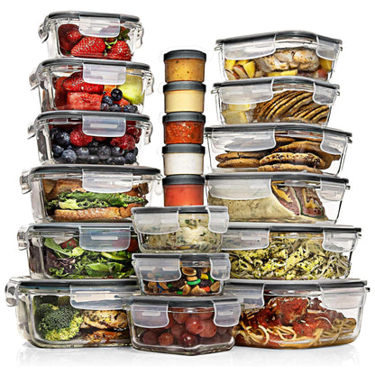 Glass Food Storage Container Set with Lids, Meal Prep Boxes