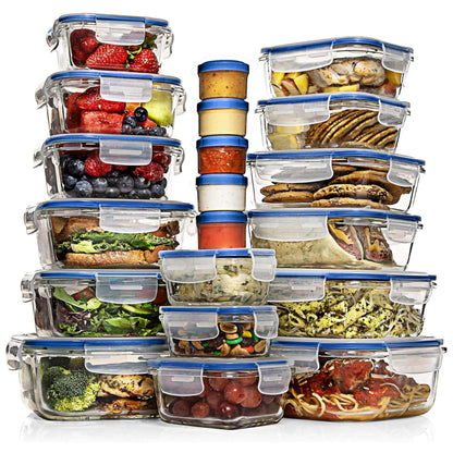 Glass Food Storage Container Set with Lids, Meal Prep Boxes