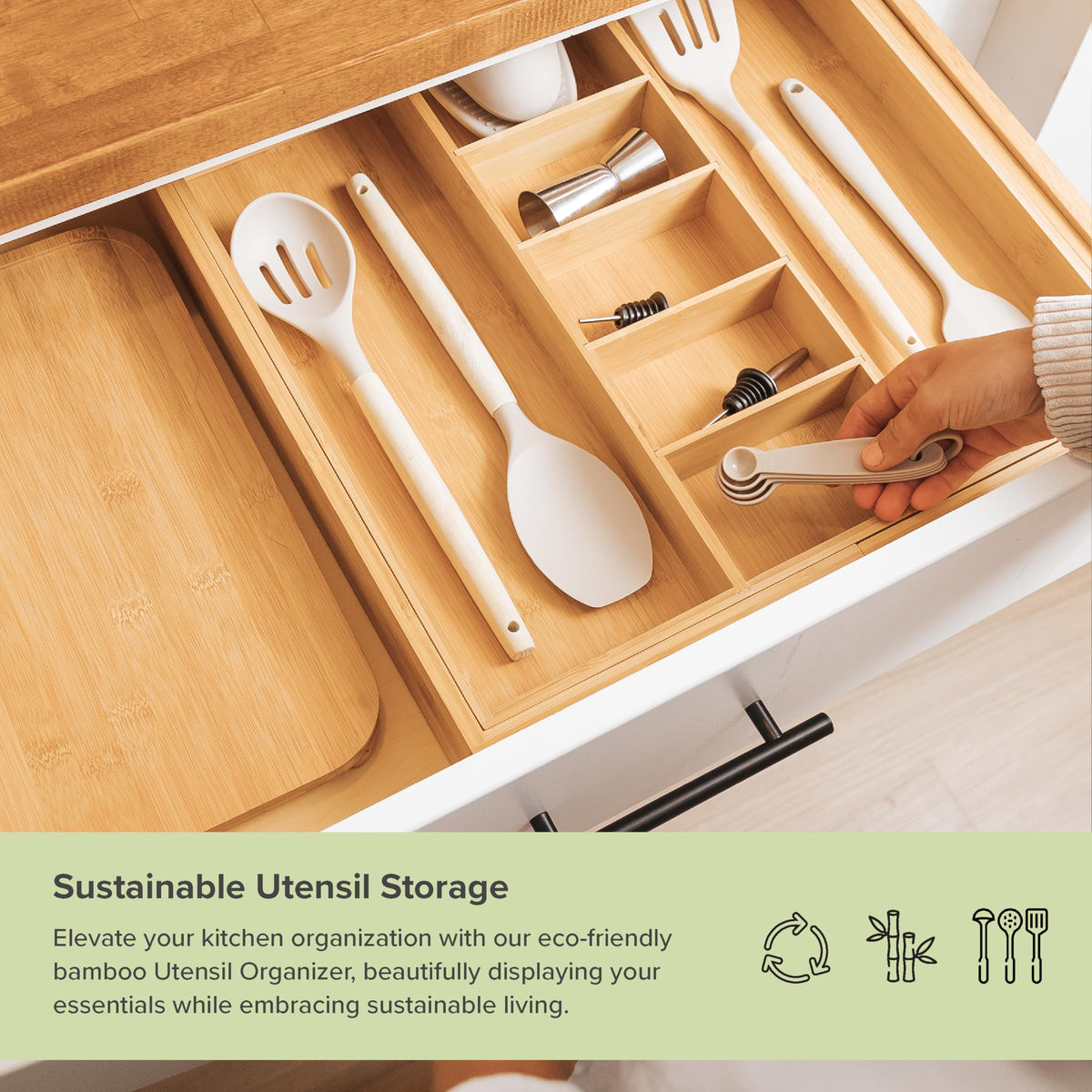 Expandable Silverware Organizer, Adjustable Utensil Tray