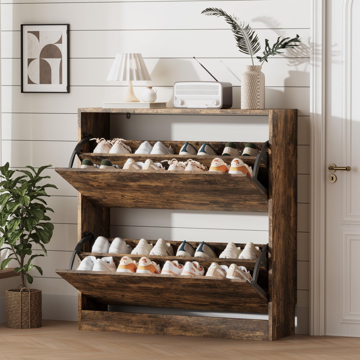 Shoe Storage Cabinet with Drawers, Entryway Organizer
