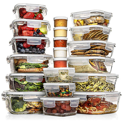 Glass Food Storage Container Set with Lids, Meal Prep Boxes