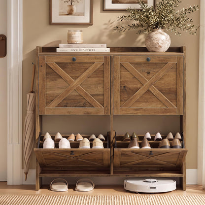 Shoe Storage Cabinet with Flip Drawers, Entryway Organizer