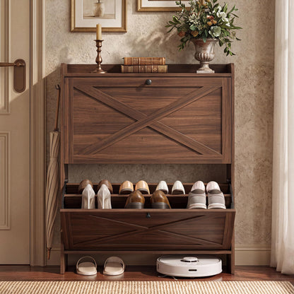 Shoe Storage Cabinet with Flip Drawers, Entryway Organizer