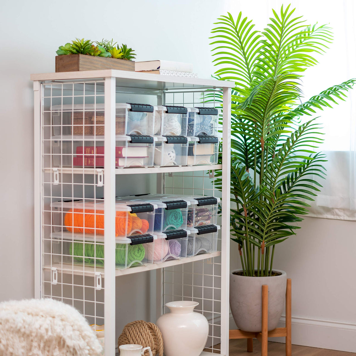 Stackable Storage Bins with Lids, Plastic Organizer Containers