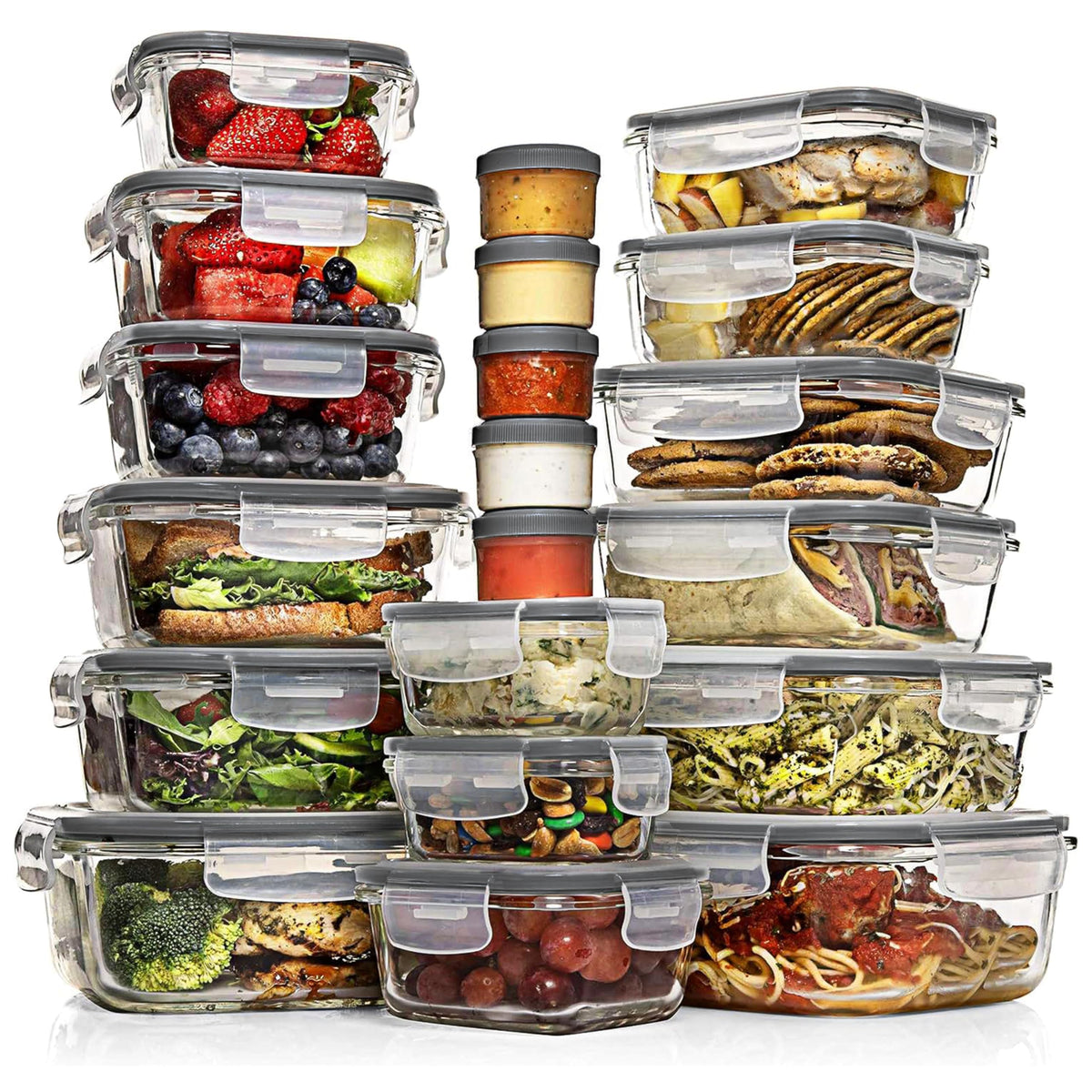 Glass Food Storage Container Set with Lids, Meal Prep Boxes