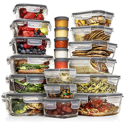 Glass Food Storage Container Set with Lids, Meal Prep Boxes