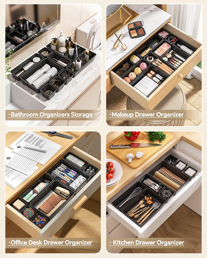 KEMETHY 25 PCS Plastic Drawer Organizers Set