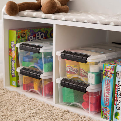Stackable Storage Bins with Lids, Plastic Organizer Containers