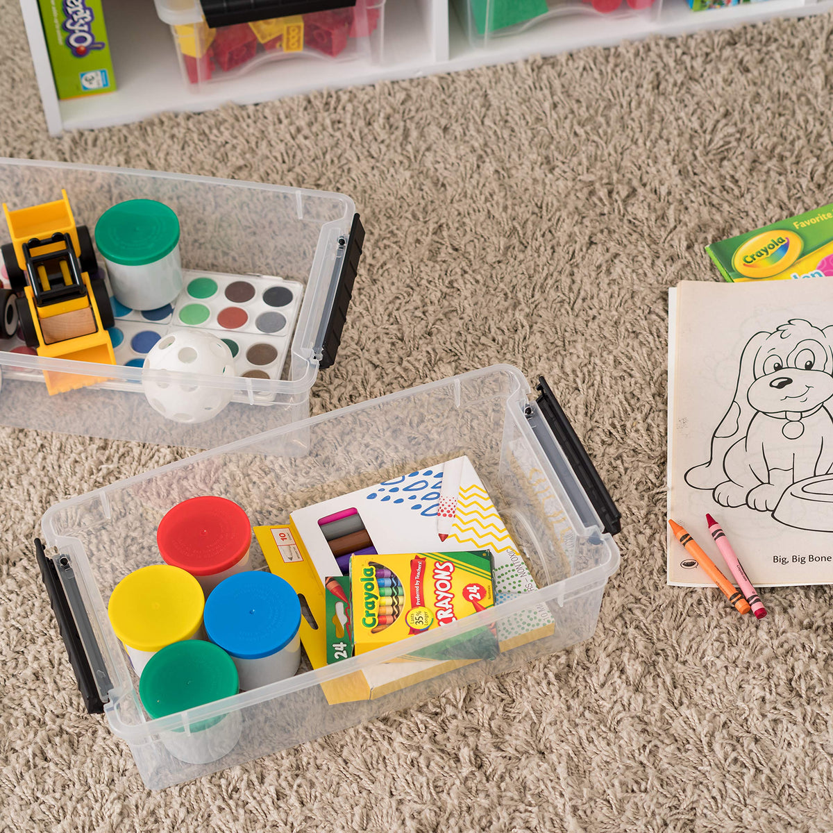 Stackable Storage Bins with Lids, Plastic Organizer Containers